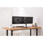 Digitus Dual Monitor Stand for 15" to 32" Screens, Freestanding Desk Mount, Steel, Black