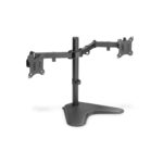Digitus Dual Monitor Stand for 15" to 32" Screens, Freestanding Desk Mount, Steel, Black