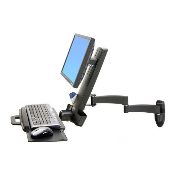 Ergotron 200 Series Combo Arm Wall Mount for up to 24" Monitor and Keyboard, 8.2kg, Black