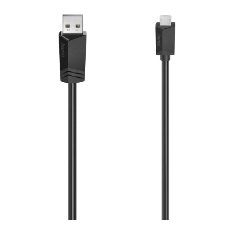 Hama USB-A to Micro-USB Cable, USB 2.0, 480Mbps, 3A, 1.5m - Black