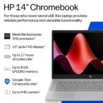 HP Chromebook 14" HD Laptop MediaTek 540 4GB RAM 64GB eMMC ChromeOS Meteor Silver