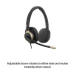 HP Poly Mission 825 Stereo Wired USB Headset Active Noise Cancelling Black