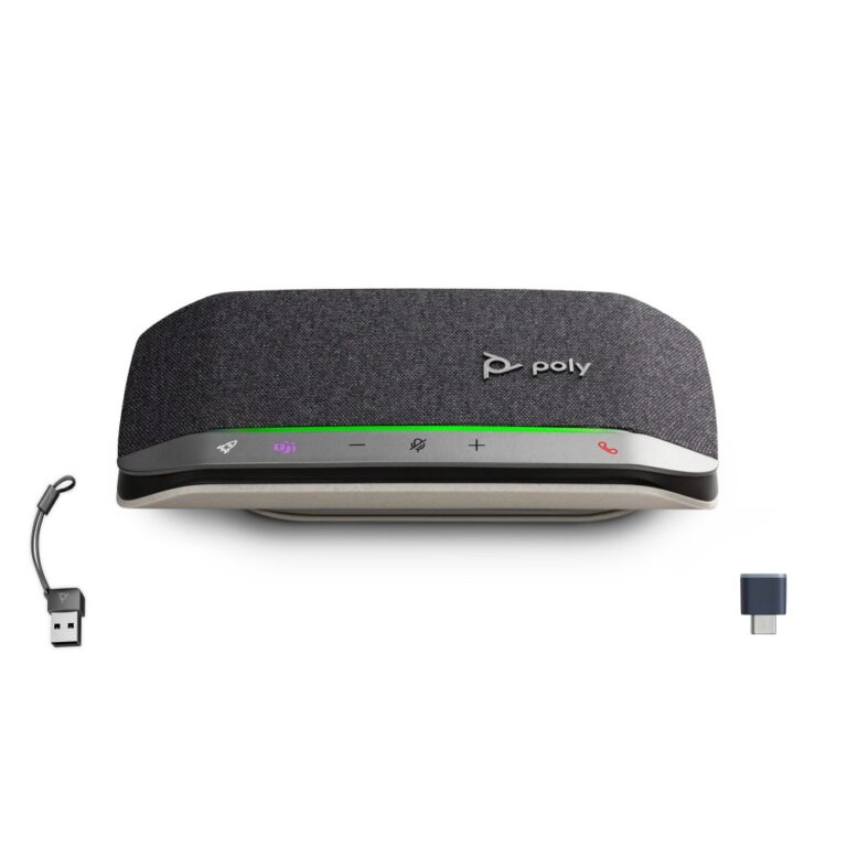 HP Poly Sync 20+M Wireless Bluetooth Speakerphone with USB-C/A Adapter, 20h Talk Time, Black