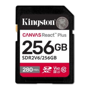 Kingston Canvas React Plus 256GB SDXC UHS-II Memory Card, U3 V60, 280MB/s Read, 150MB/s Write