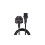 Lindy 10m UK 3-Pin Plug to IEC C13 Mains Power Cable, 5A, Black