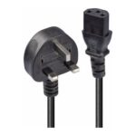 Lindy 10m UK 3-Pin Plug to IEC C13 Mains Power Cable, 5A, Black
