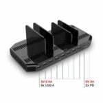 Lindy 120W 10-Port USB Charging Station with Quick Charge 3.0, Black