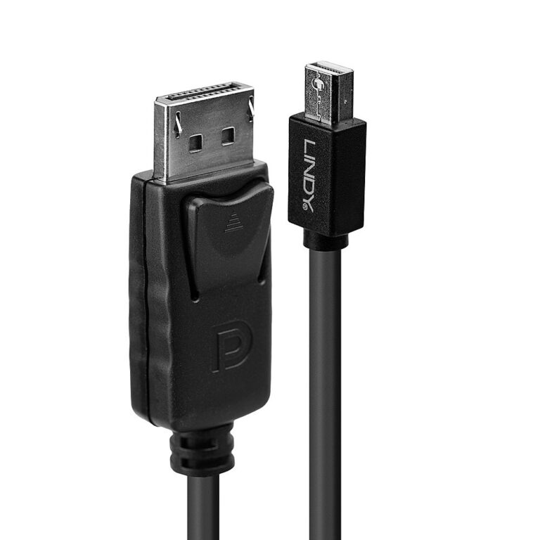 Lindy 5m Mini DisplayPort to DisplayPort 1.2 Cable, 4K, Gold Plated, Black