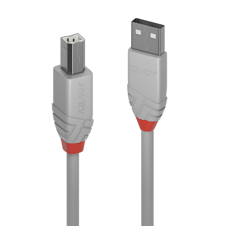 Lindy Anthra Line USB 2.0 Cable, Type A to Type B, 3 m, Grey