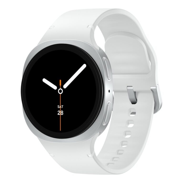 Samsung Galaxy Watch8 Smartwatch - 1.3" AMOLED, Wear OS, 32 GB, Bluetooth, Silver Aluminium with White Silicone Band, 40 mm