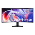 Samsung ViewFinity S8 40" Curved 5K2K WUHD VA Monitor, 144 Hz, HDR10+, FreeSync Premium, Black