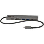 StarTech.com USB-C Multiport Adapter Hub, 4K 60Hz HDMI, 100W PD, Gigabit Ethernet, 2x USB 5Gbps, SD/MicroSD, Black/Grey