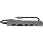 StarTech.com USB-C Multiport Adapter Hub, 4K 60Hz HDMI, 100W PD, Gigabit Ethernet, 2x USB 5Gbps, SD/MicroSD, Black/Grey