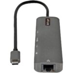 StarTech.com USB-C Multiport Adapter Hub, 4K 60Hz HDMI, 100W PD, Gigabit Ethernet, 2x USB 5Gbps, SD/MicroSD, Black/Grey
