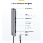 StarTech.com USB-C Multiport Adapter Hub, 4K 60Hz HDMI, 100W PD, Gigabit Ethernet, 2x USB 5Gbps, SD/MicroSD, Black/Grey