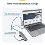 StarTech.com USB-C Multiport Adapter Hub, 4K 60Hz HDMI, 100W PD, Gigabit Ethernet, 2x USB 5Gbps, SD/MicroSD, Black/Grey