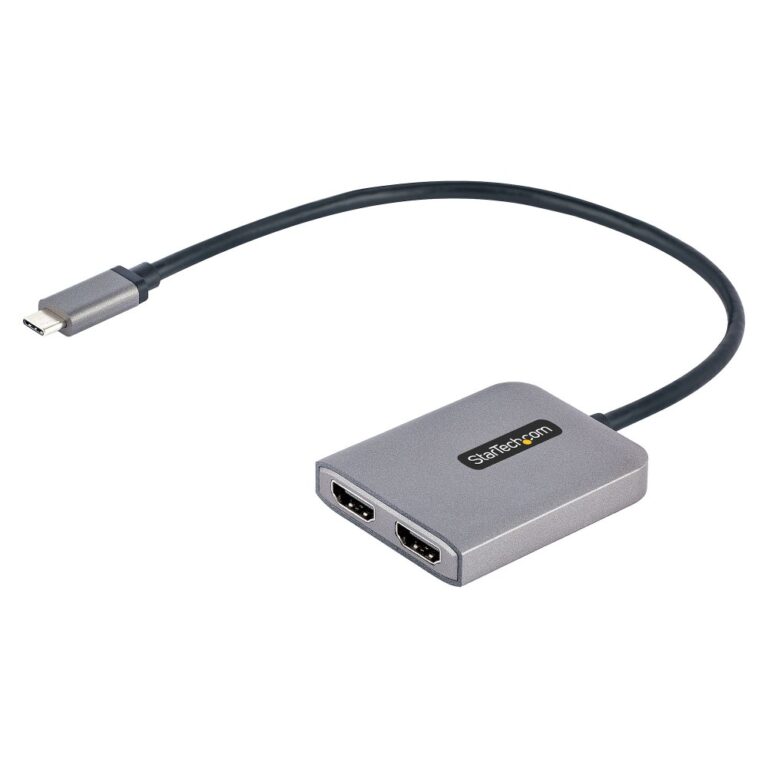 StarTech.com USB-C to Dual HDMI MST Hub - Dual 4K 60Hz Display Adapter - Black, Grey