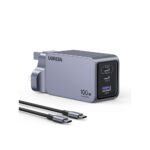 Ugreen Nexode Pro 100W 3-Port Universal Fast Charger with USB-C to USB-C Cable Grey, Silver