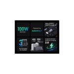 Ugreen Nexode Pro 100W 3-Port Universal Fast Charger with USB-C to USB-C Cable Grey, Silver