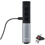 Verbatim Agenda Wireless Presenter with Red Laser Pointer, 2.4GHz, 100m Range, USB-A/USB-C, Rechargeable - Black/Silver