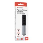 Verbatim Agenda Wireless Presenter with Red Laser Pointer, 2.4GHz, 100m Range, USB-A/USB-C, Rechargeable - Black/Silver