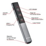Verbatim Agenda Wireless Presenter with Red Laser Pointer, 2.4GHz, 100m Range, USB-A/USB-C, Rechargeable - Black/Silver