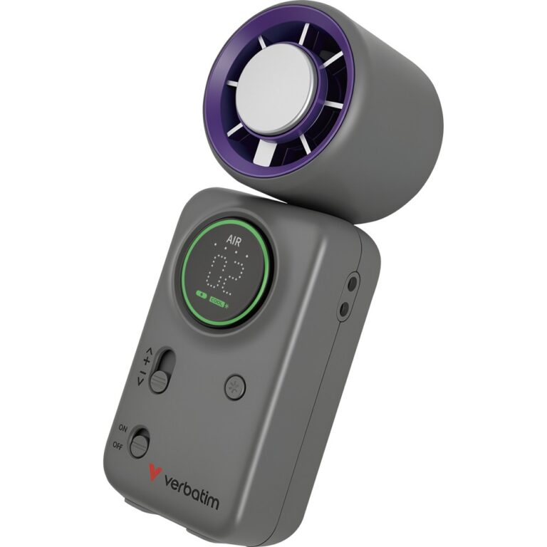 Verbatim Cool 'n' Go Ice Touch Mini Handheld Fan 16000 RPM 4000 mAh Purple and Grey