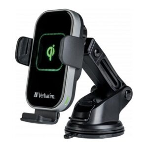 Verbatim FWC-02 15W Qi Fast Wireless Car Charger & Automatic Clamping Phone Holder - Black