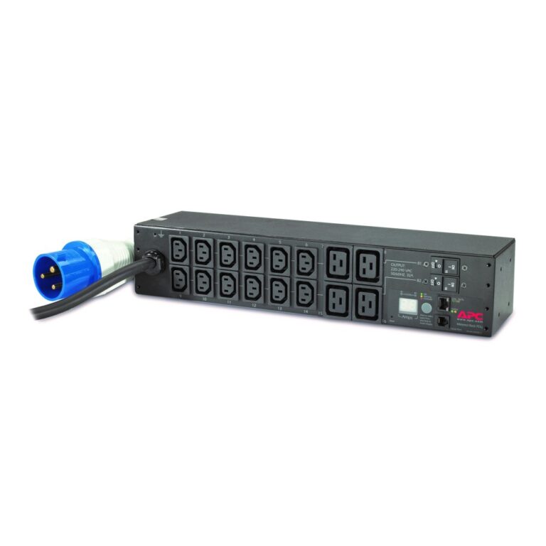 APC AP7822B Metered Rack PDU 16 C13 4 C19 Outlets 32A 208-230V Monitoring Current Power Voltage 3.66m Black 2U