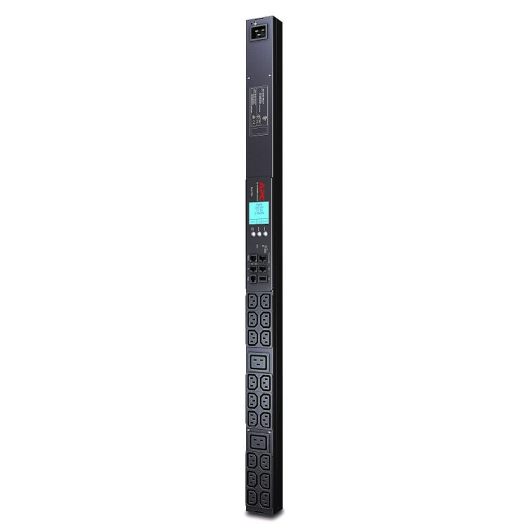 APC AP8858 Metered Rack PDU 20 AC Outlets 18x C13 2x C19 Vertical 0U Black 230V 3680W LCD Remote Monitoring