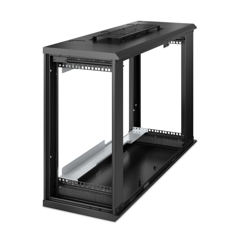 APC NetShelter 6U Low-Profile Wall Mount Rack Enclosure Cabinet 19 Inch Width 76.2cm Depth Black Steel Active Cooling Key Lock