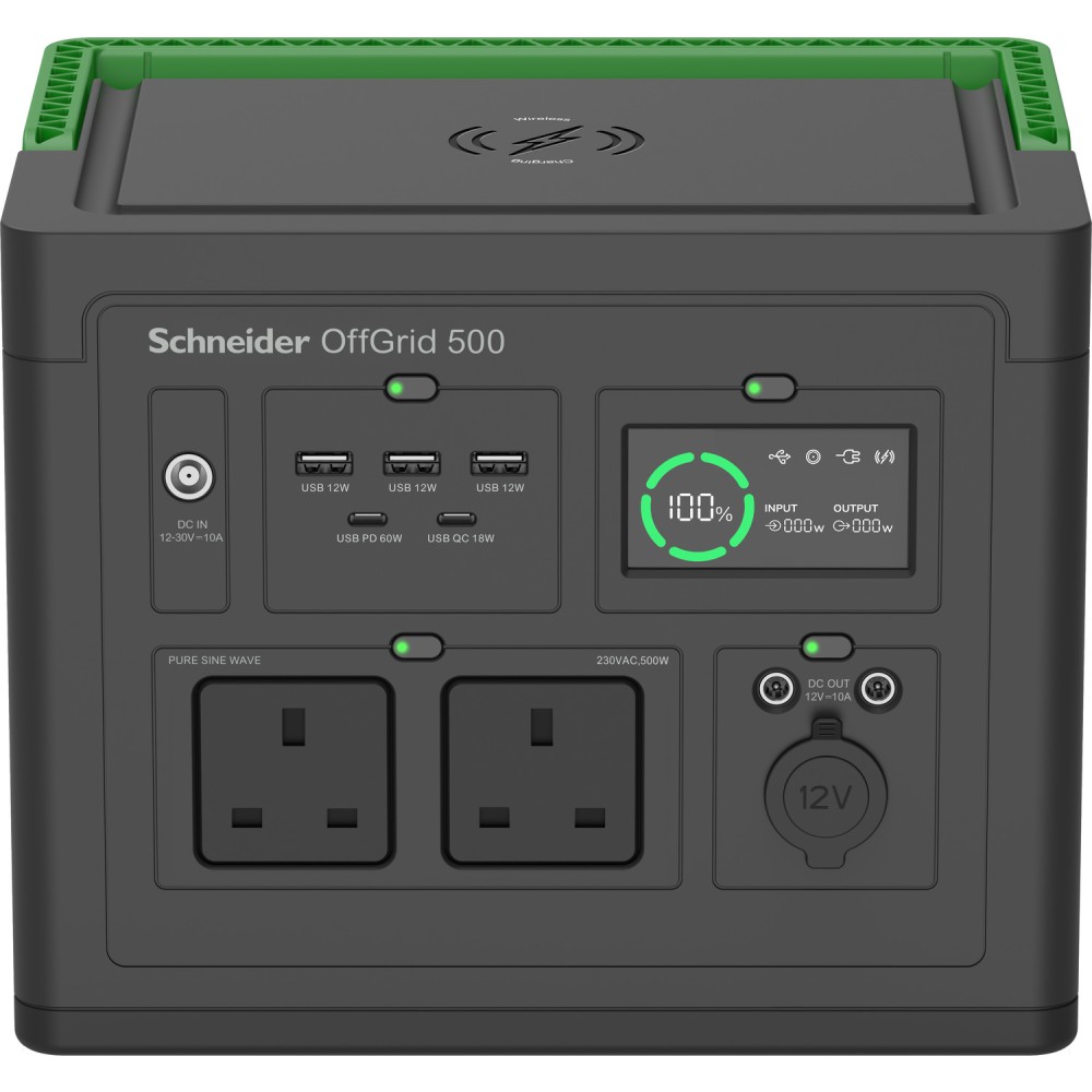 APC SE OffGrid Portable Power Station 500 517 Wh Battery 500W AC Pure Sine Wave 2 UK Outlets USB-C PD Wireless Charging 5.5kg APC SE OffGrid Portable Power Station 500 517 Wh Battery 500W AC Pure Sine Wave 2 UK Outlets USB-C PD Wireless Charging 5.5kg