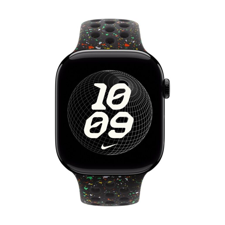 Apple Nike Sport Band for Apple Watch 44mm 45mm 46mm 49mm M/L Size Midnight Black Fluoroelastomer