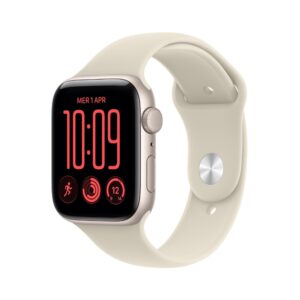 Apple Watch SE 3rd Generation Smartwatch 44mm GPS 64GB Starlight Aluminium Case Sand Sport Band S/M
