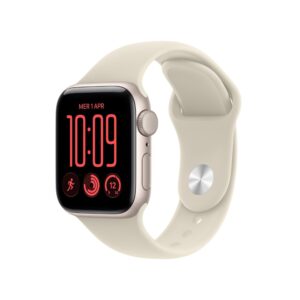 Apple Watch SE 40mm GPS Smartwatch Starlight Aluminium Case Sand Sport Band M/L 64GB Water Resistant