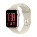 Apple Watch SE Smartwatch 44mm GPS + Cellular 5G 64GB Starlight Aluminium Case with Sand Sport Band M/L