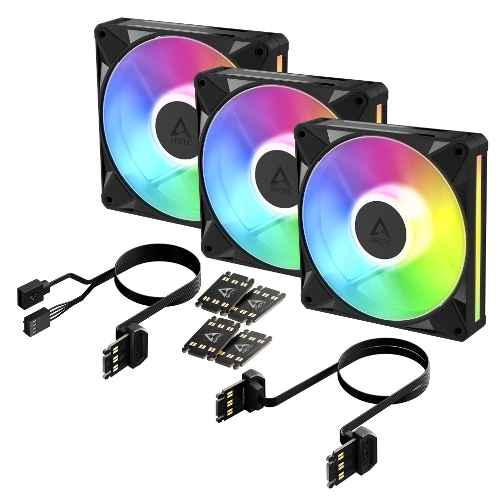 ARCTIC BioniX P140 A-RGB 3 Pack 140mm PWM Fan Black with Fluid Dynamic Bearing and 4 Pin Connector ARCTIC BioniX P140 A-RGB 3 Pack 140mm PWM Fan Black with Fluid Dynamic Bearing and 4 Pin Connector
