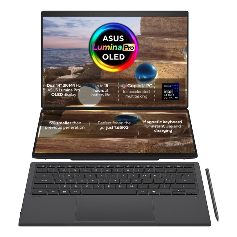 ASUS Zenbook Duo 14" 3K OLED 144Hz Intel Core Ultra X9 378H 32GB 1TB SSD Windows 11 Grey