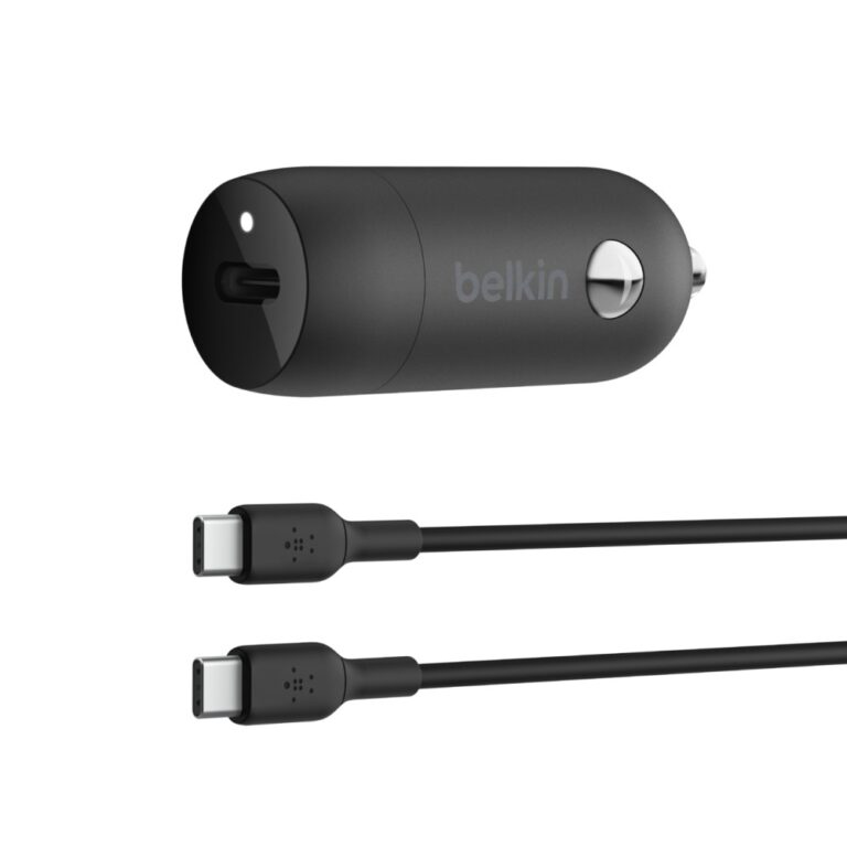 Belkin BoostCharge 30W USB-C Car Charger with 1m USB-C to USB-C Cable Fast Charging PPS Black