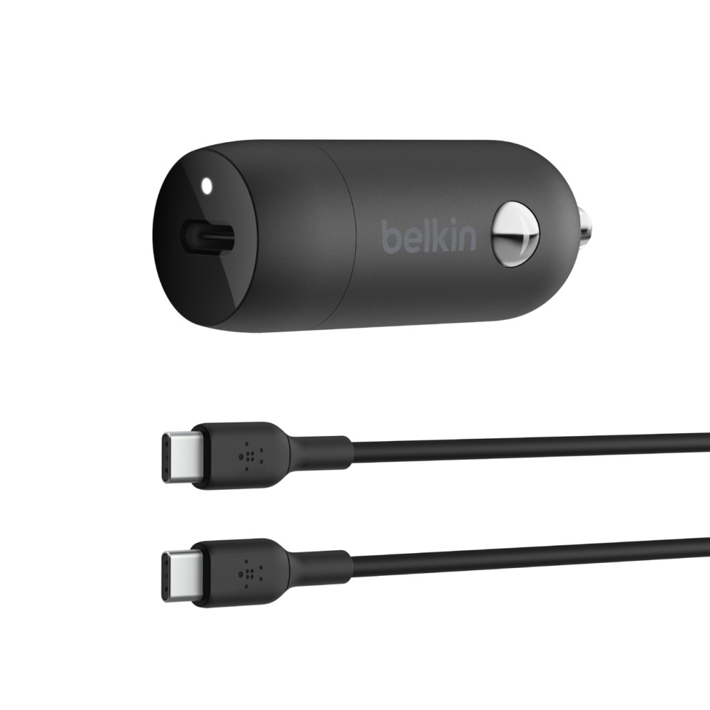 Belkin BoostCharge 30W USB-C Car Charger with 1m USB-C to USB-C Cable Fast Charging PPS Black Belkin BoostCharge 30W USB-C Car Charger with 1m USB-C to USB-C Cable Fast Charging PPS Black