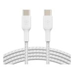 Belkin CAB004BT1MWH Braided USB-C to USB-C Charging Cable 1 m White