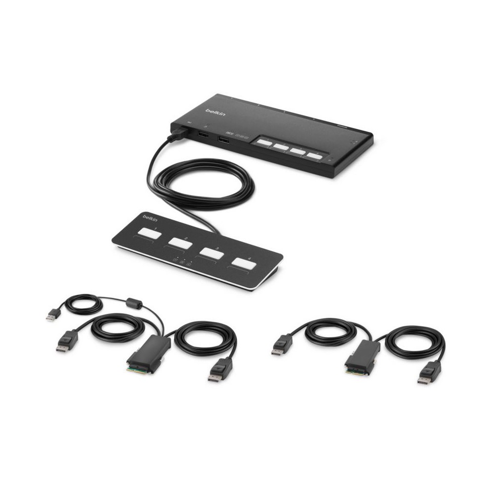 Belkin F1DN204MOD-PP-4 Secure Modular KVM Switch 4 Port DisplayPort 4K Ultra HD Black Belkin F1DN204MOD-PP-4 Secure Modular KVM Switch 4 Port DisplayPort 4K Ultra HD Black