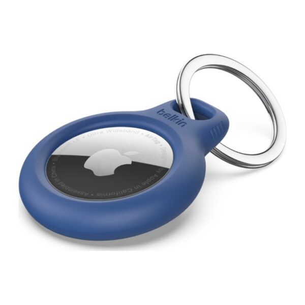 Belkin Secure Holder with Key Ring Case for AirTag Blue Scratch Resistant Twist and Lock Design