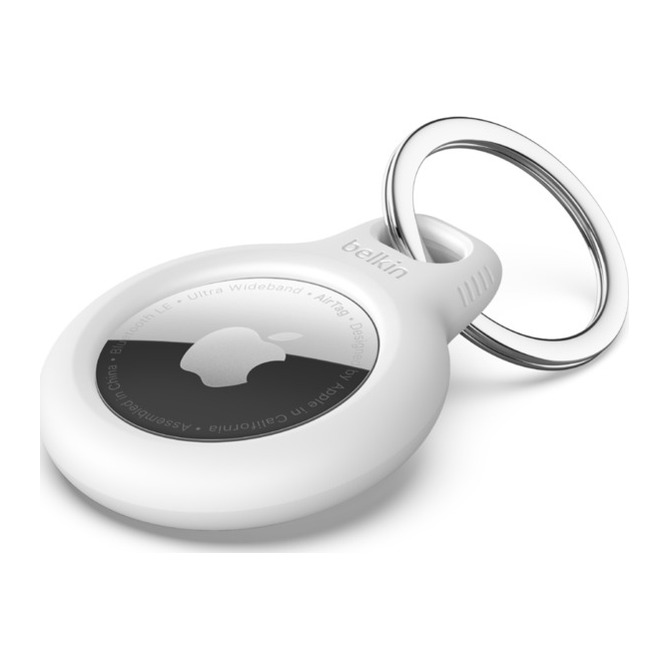 Belkin Secure Holder with Key Ring Case for AirTag Twist-and-Lock Scratch Resistant White