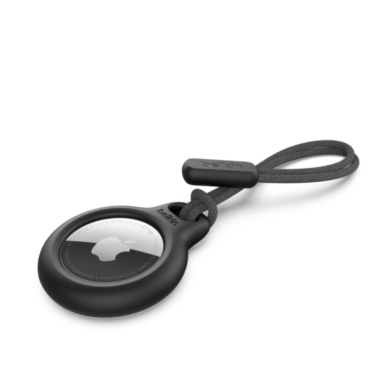 Belkin Secure Holder with Strap for AirTag - Black Case featuring Twist and Lock Design and Scratch Resistant Protection