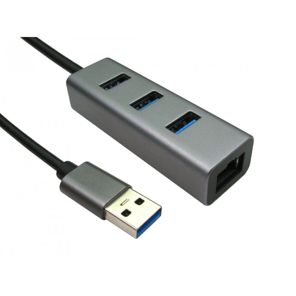 Cables Direct USB3-ETHGIGHUB 3 Port USB 3.2 Gen 1 Hub with Gigabit Ethernet Adapter Grey Cables Direct USB3-ETHGIGHUB 3 Port USB 3.2 Gen 1 Hub with Gigabit Ethernet Adapter Grey
