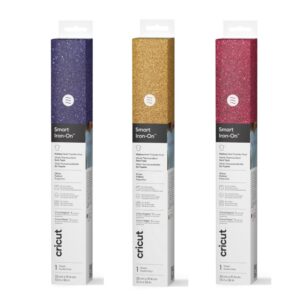 Cricut Smart Iron-On Matless Glitter Heat Transfer Vinyl Roll 13 in x 36 in 3 Pack Gold Lipstick Sapphire Blue