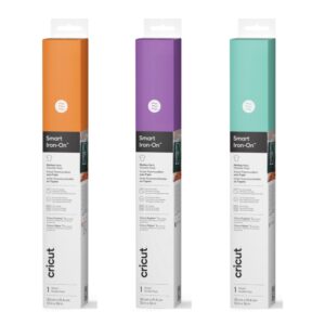 Cricut Smart Iron-On Matless Heat Transfer Vinyl Roll 13 in x 36 in 3 Pack Bright Orange Lavender Mint