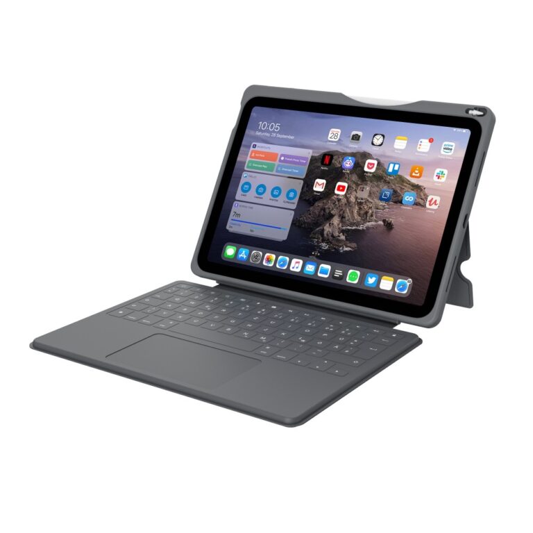 DEQSTER Smart Rugged Touch Plus Keyboard for iPad 10.9" 10th Gen QWERTY Mechanical Smart Connector Grey