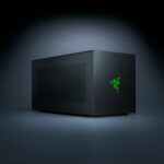 Razer Core X V2 Thunderbolt 5 eGPU enclosure, a black vented box with a green Razer logo